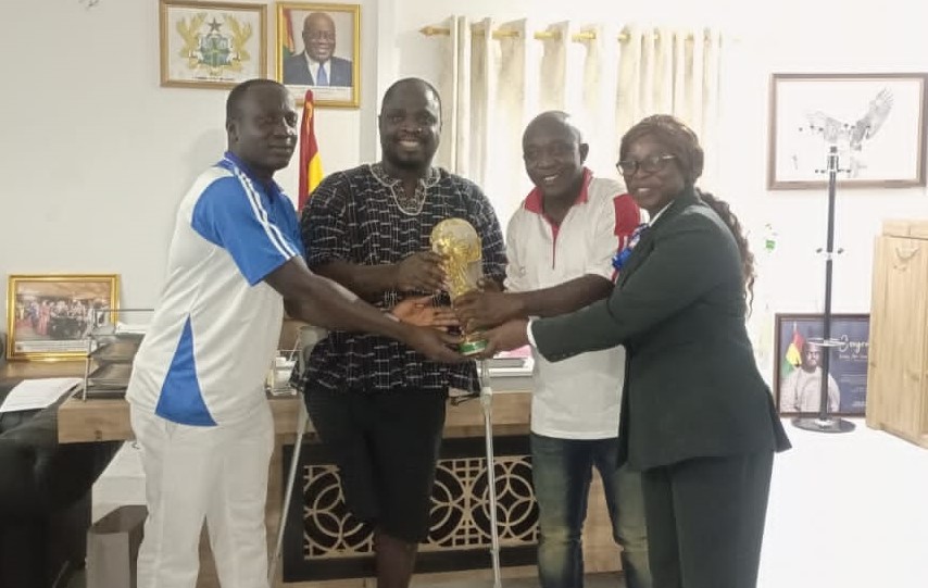 Men's Soccer Trophy Won by DACE Presented to the Oti Regional Minister 2